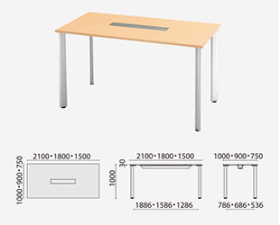 ハイテーブルHL ミーティングテーブル 長方形 幅180 奥行75 高さ100cm8
