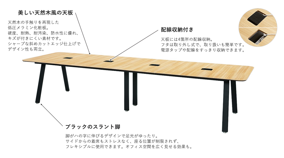 ダイニングワークシリーズ ワークテーブル 幅360cm 奥行100cm (会議テーブル 8〜12人)7