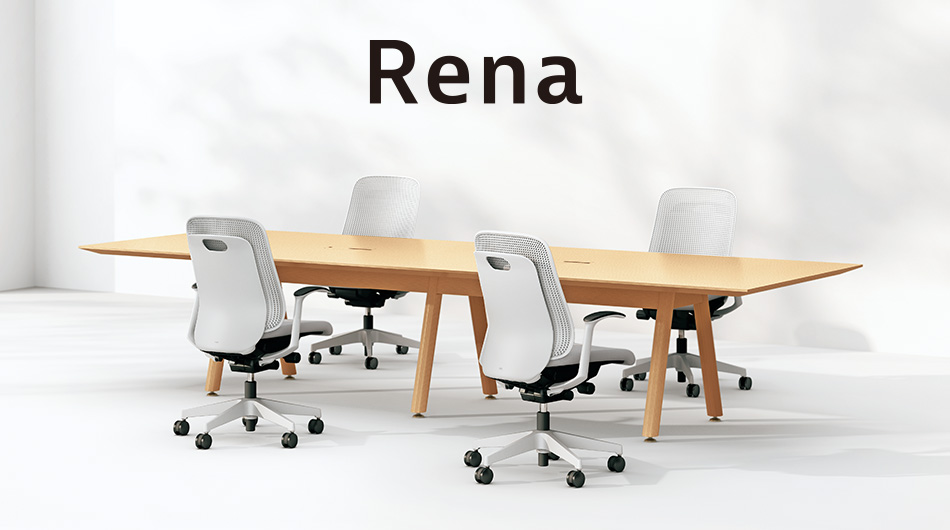 Rena レナチェア アルミ脚/固定肘/背クッションタイプ 本体ホワイト (オフィスチェア)1