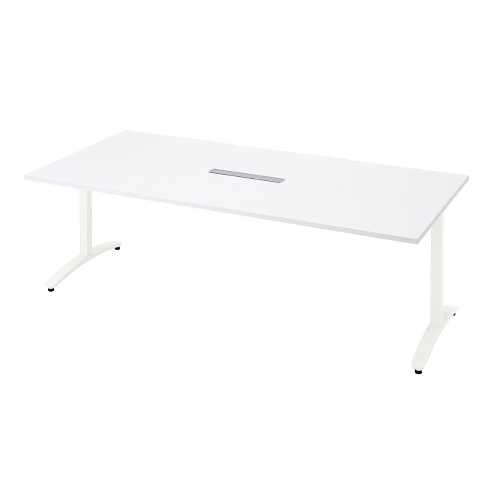 ロンナ ホワイトT字脚 長方形 幅210×奥行100cm 配線口付き 会議テーブル