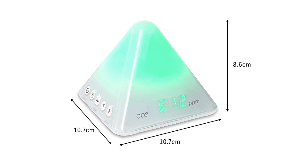 PLUS ピラミッド型 CO2モニター (二酸化炭素 換気 温度 湿度)10