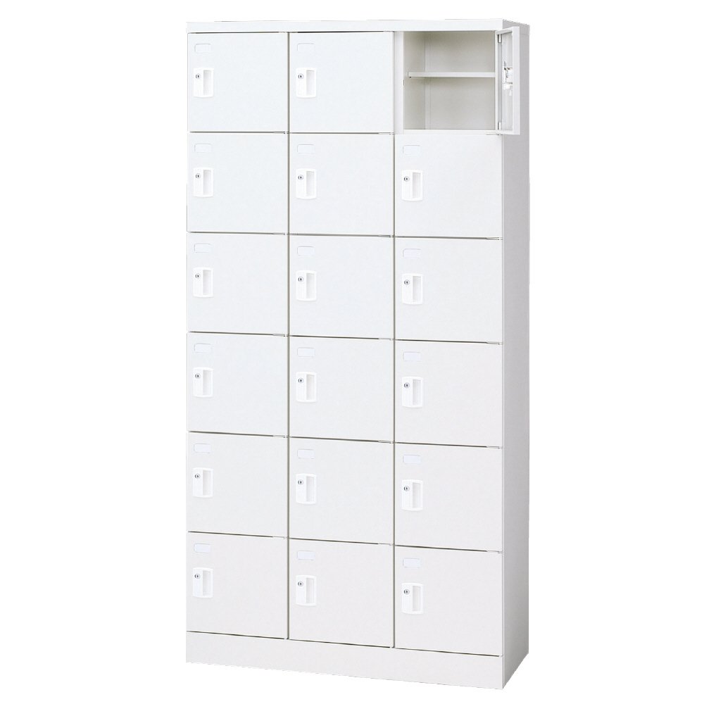 シューズボックス 18人用 3列6段 シリンダー錠タイプ ( 靴箱 靴入れ