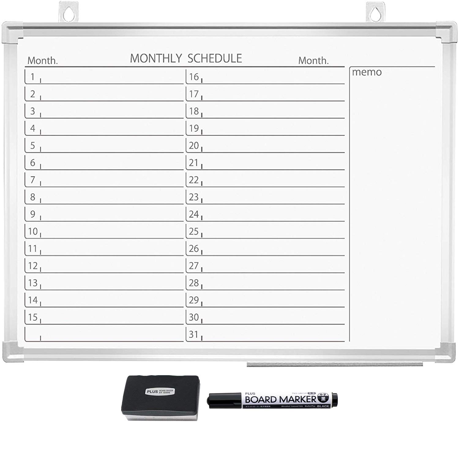 壁掛け 月予定表 ホワイトボード (マーカー付き イレーザー付き ペントレー付き マグネット対応)の通販 | チェア | ガラージ 【 Garage 】