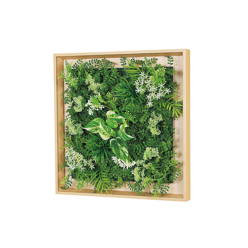 ホワイトミックスリーフ 幅45×高さ45cm 木目フレーム ナチュラル