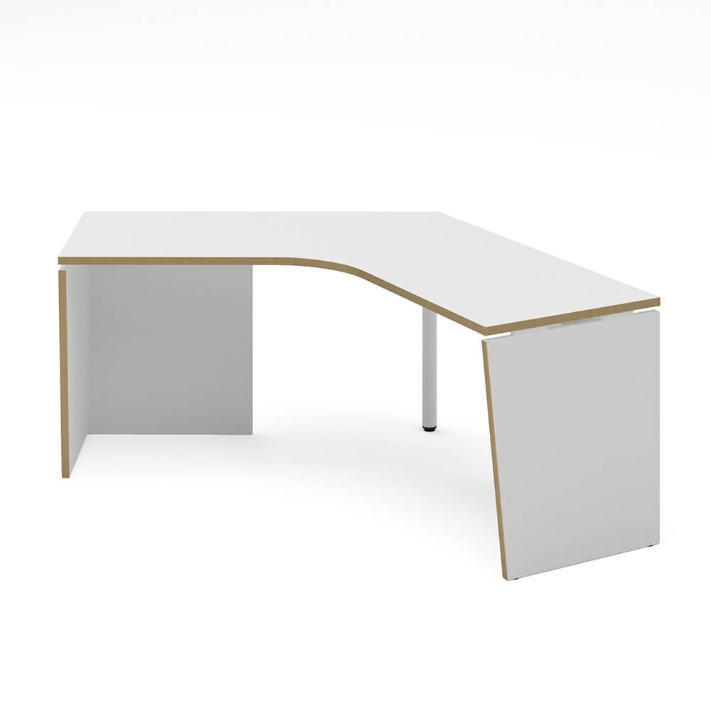 カスタマイズデスク 120度型天板 パネル脚 ホワイト の通販