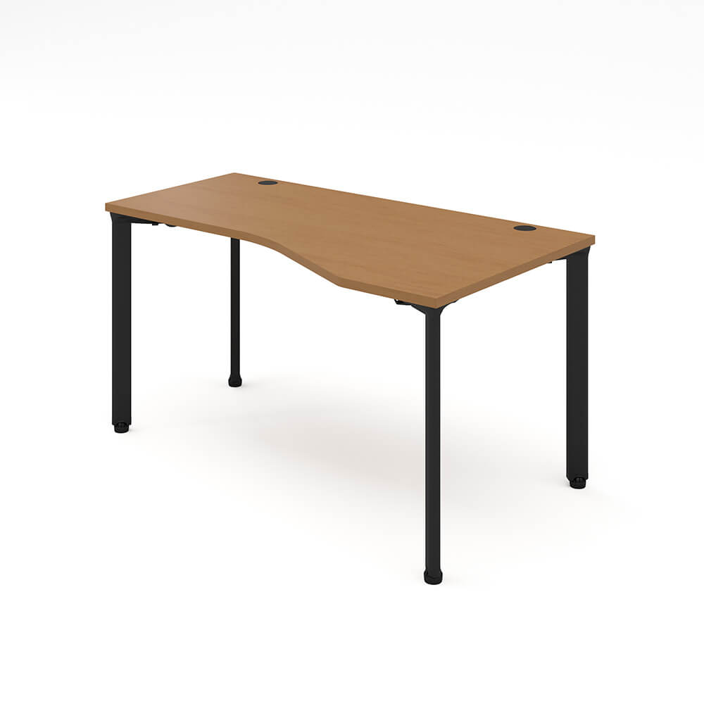 カスタマイズデスク ラウンド型天板 ミディアムウッド スチール脚