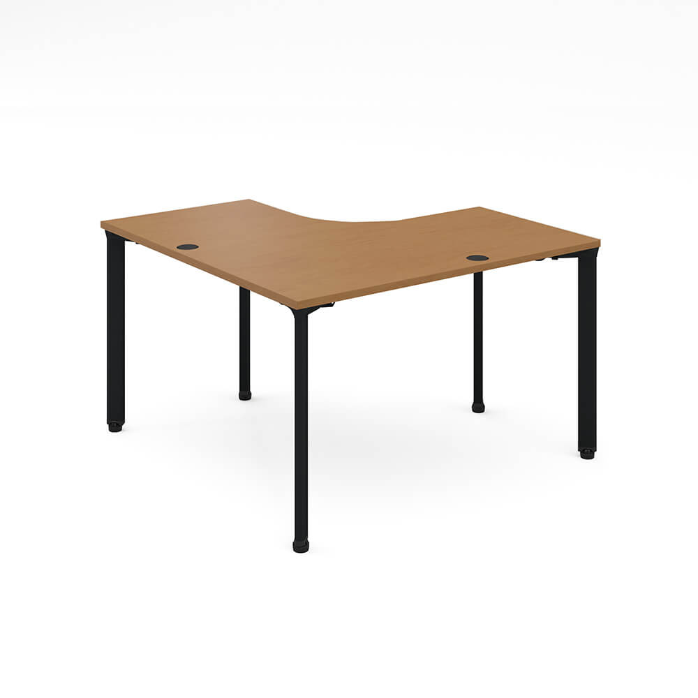 カスタマイズデスク L字型天板 ミディアムウッド スチール脚 | 商品