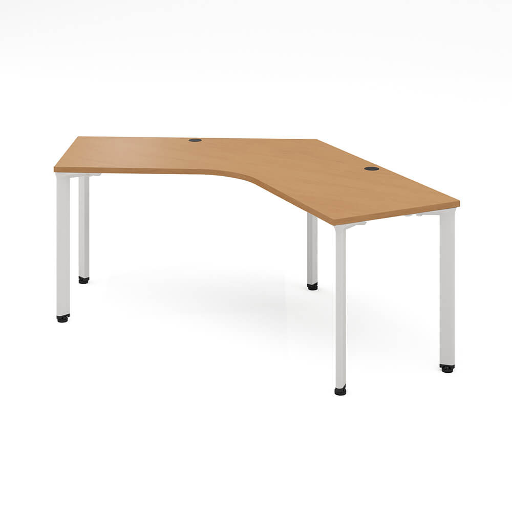 【juttam】木製天板のスチール脚 カスタマイズデスク 120度型天板 ミディアムウッド スチール脚 | 商品