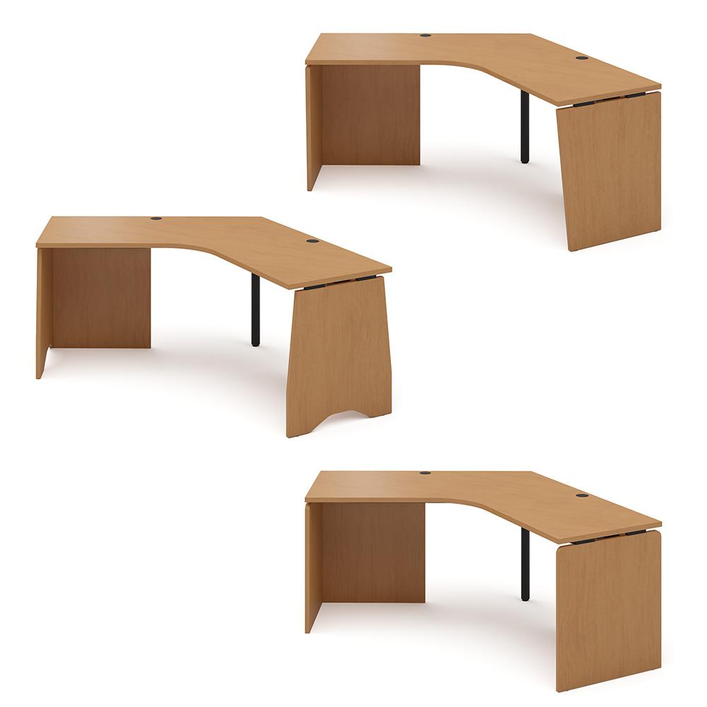 カスタマイズデスク 120度天板 ミディアムウッド パネル脚