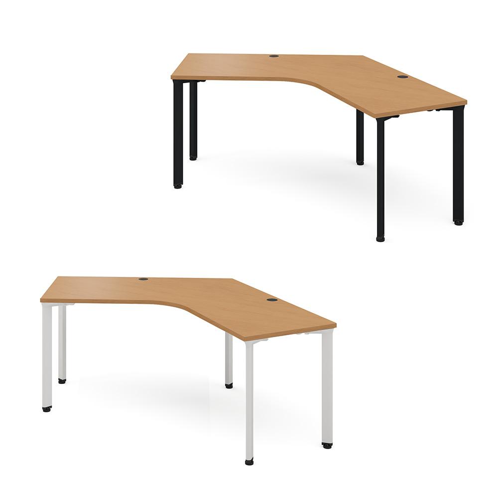 カスタマイズデスク 120度型天板 ミディアムウッド スチール脚