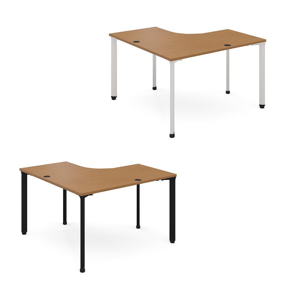 カスタマイズデスク L字型天板 ミディアムウッド スチール脚