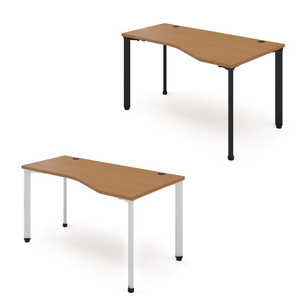 カスタマイズデスク ラウンド型天板 ミディアムウッド スチール脚