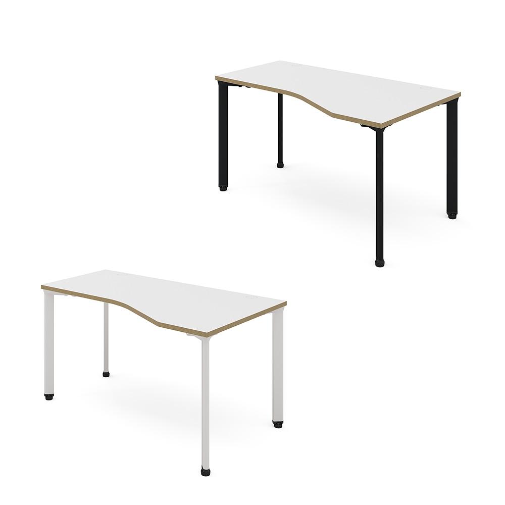 カスタマイズデスク ラウンド型天板 ホワイト スチール脚