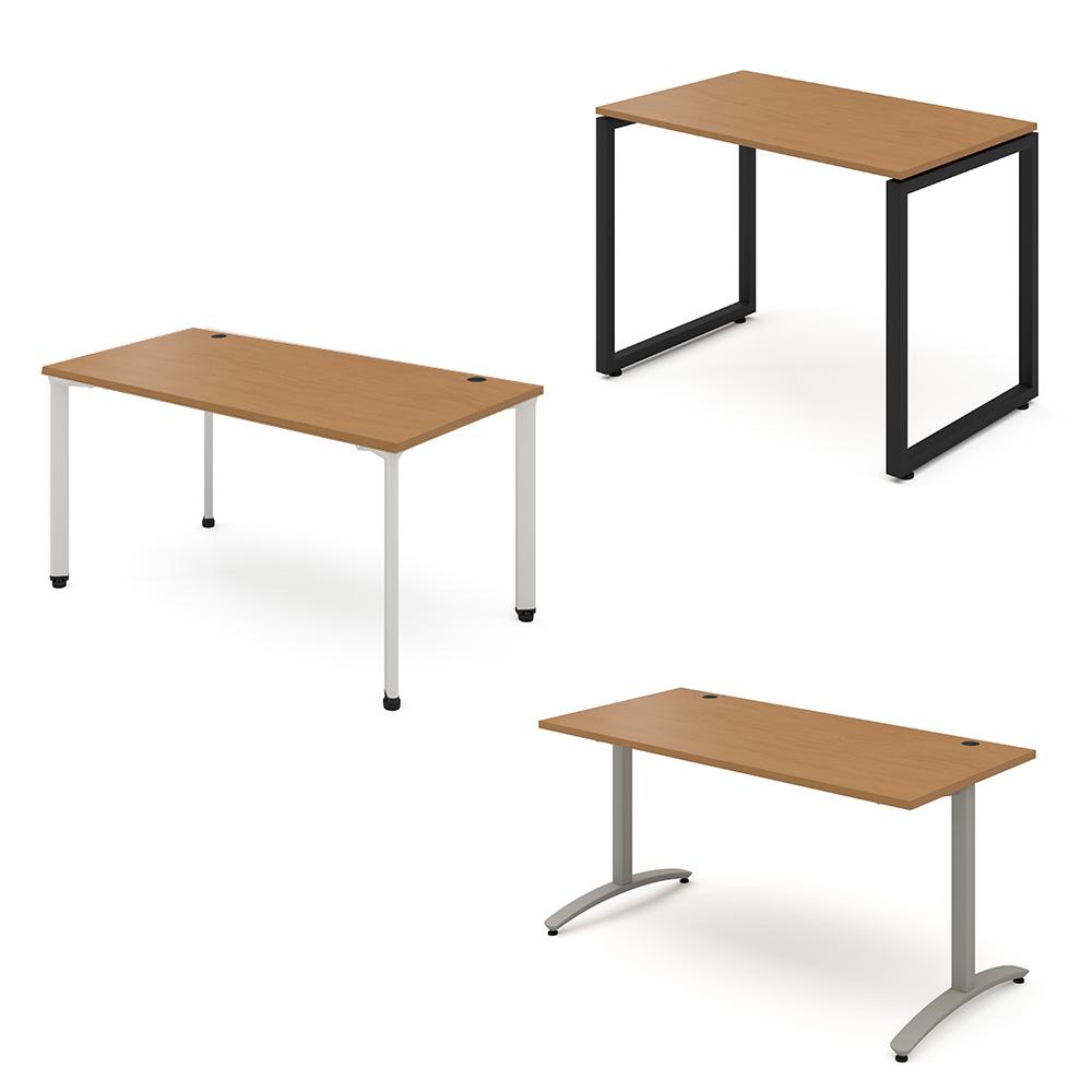 カスタマイズデスク 長方形天板 ミディアムウッド スチール脚