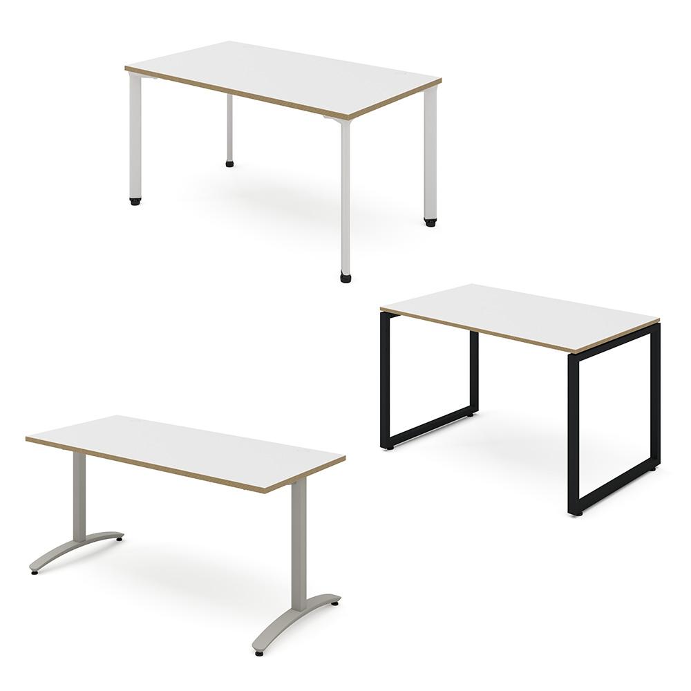 カスタマイズデスク 長方形天板 ホワイト スチール脚