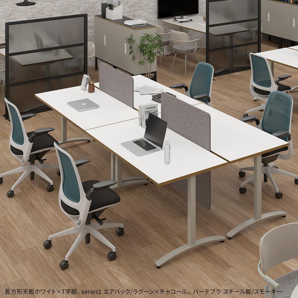 カスタマイズデスク 長方形天板 ホワイト スチール脚