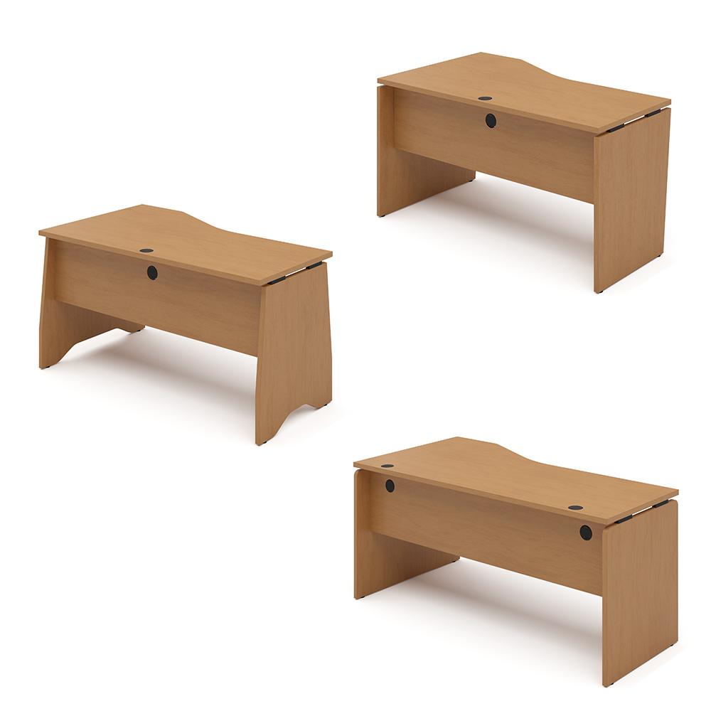 カスタマイズデスク ラウンド型天板 ミディアムウッド パネル脚