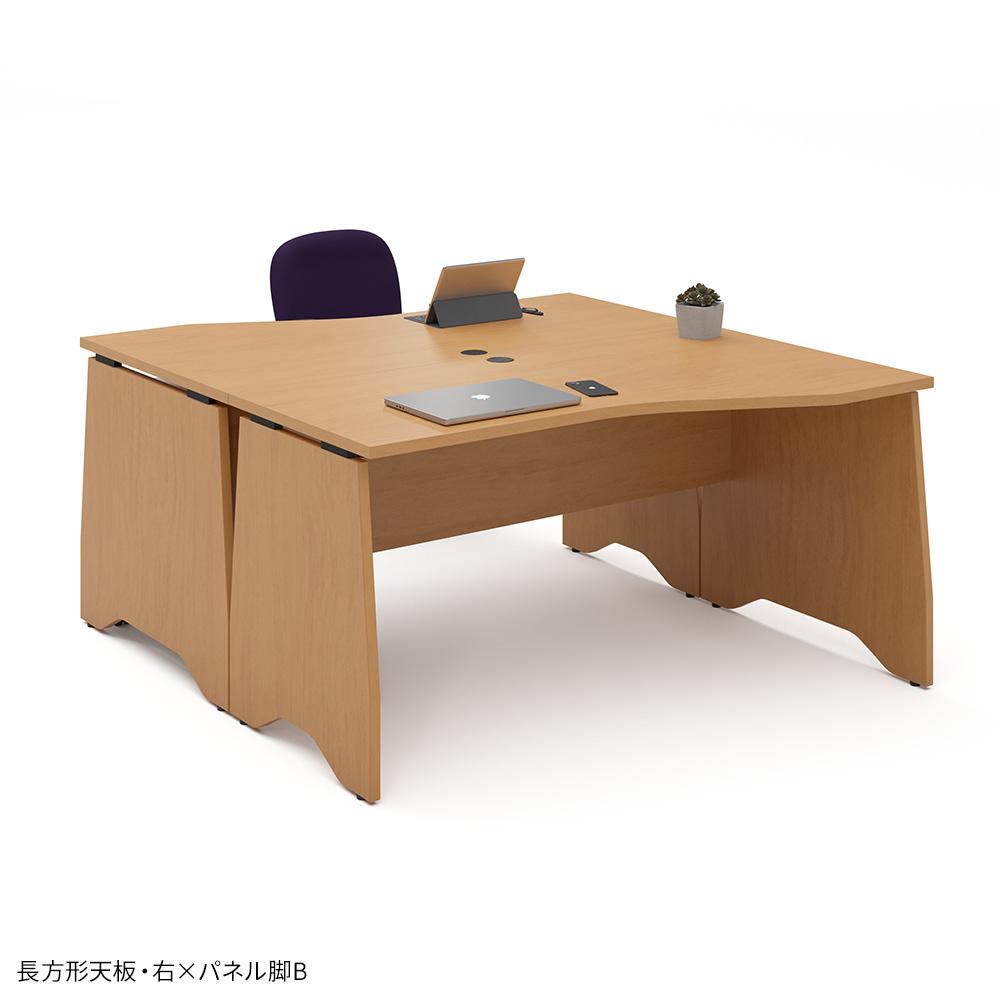 カスタマイズデスク ラウンド型天板 ミディアムウッド パネル脚