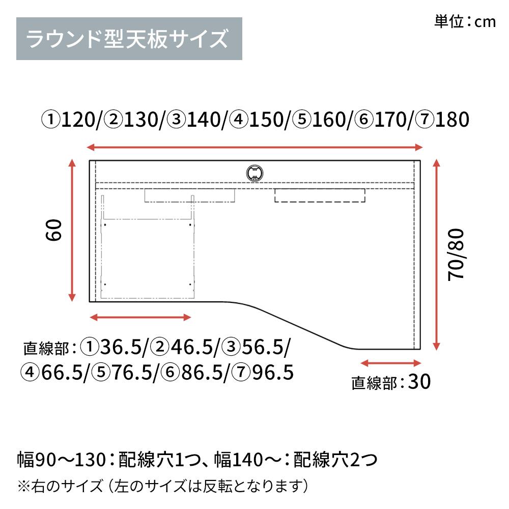 カスタマイズデスク ラウンド型天板 ミディアムウッド パネル脚