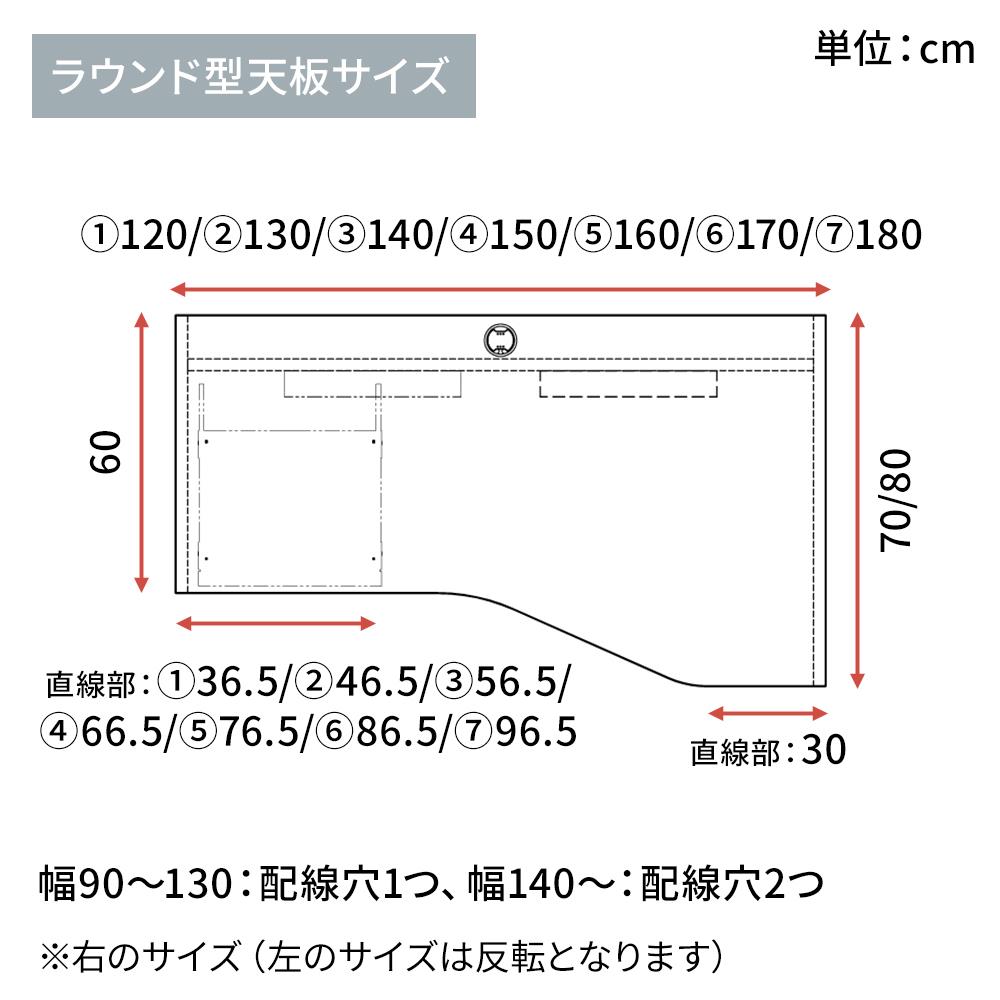 カスタマイズデスク ラウンド型天板 パネル脚 ホワイト