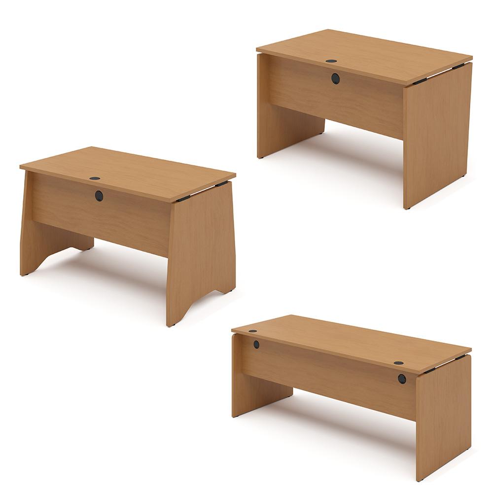 カスタマイズデスク 長方形天板 ミディアムウッド パネル脚