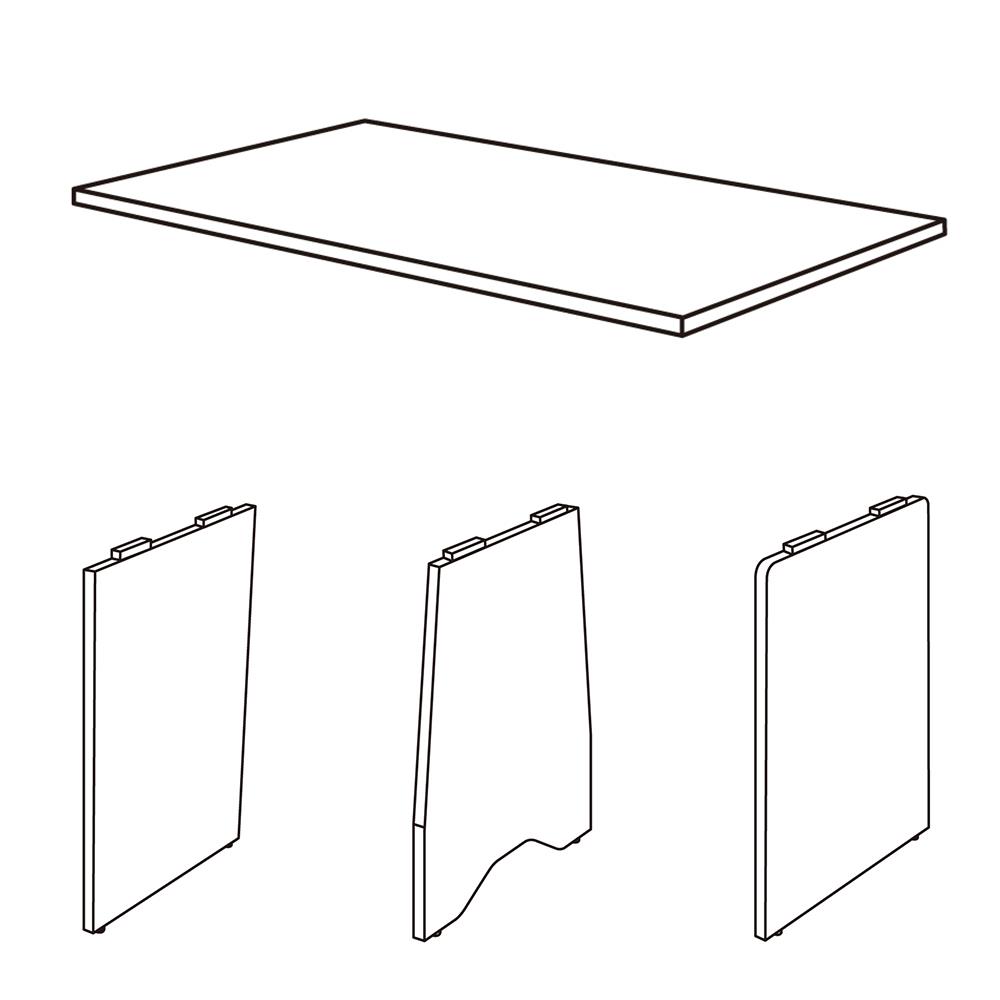 カスタマイズデスク 長方形天板 パネル脚 ホワイト