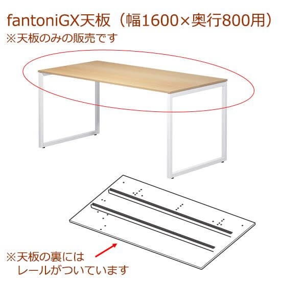fantoni/ファントーニ GX デスク/テーブル専用天板 レール付き 幅160 奥行80cm用