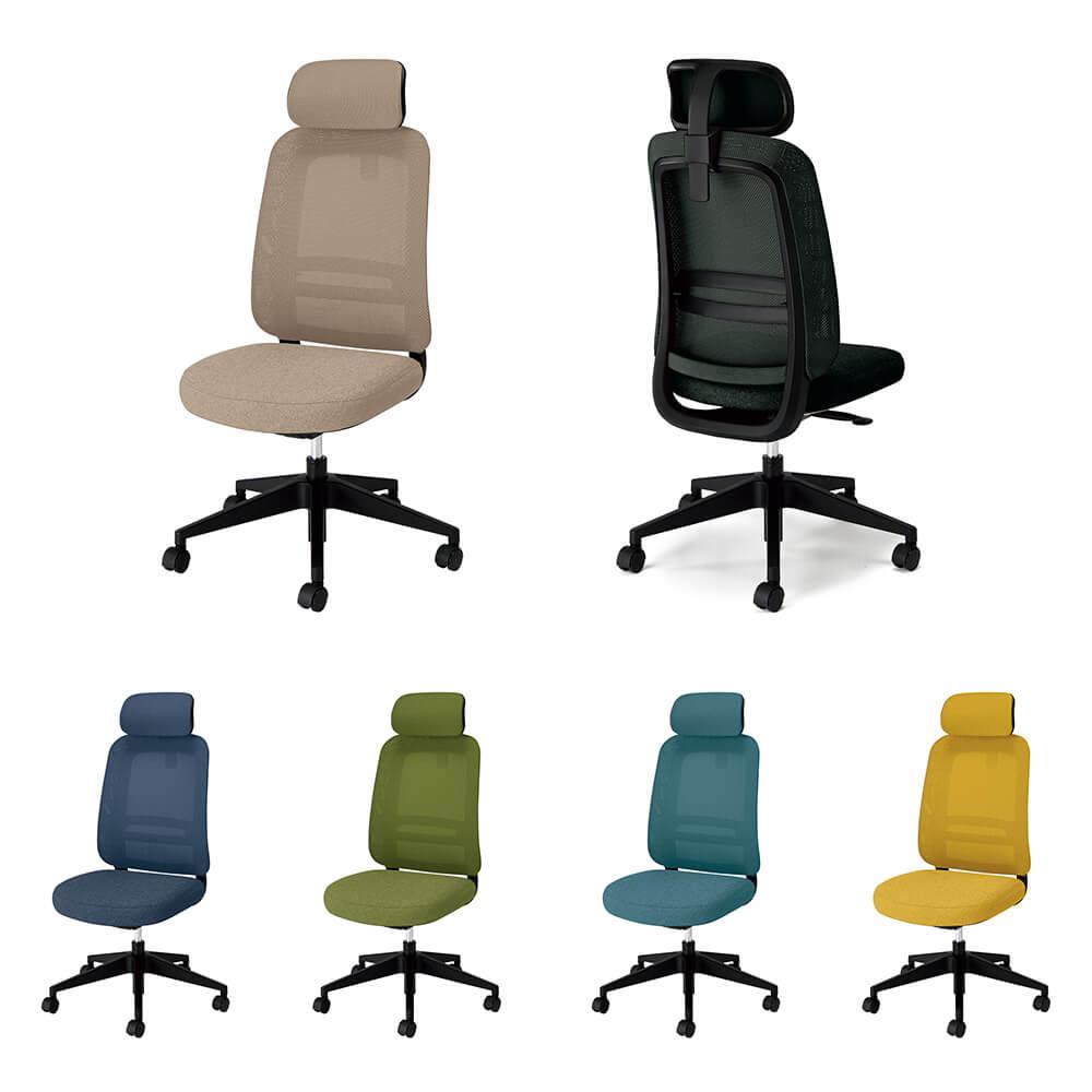 PLUS mari メッシュチェア 肘なし/ヘッドレスト付き マリチェア