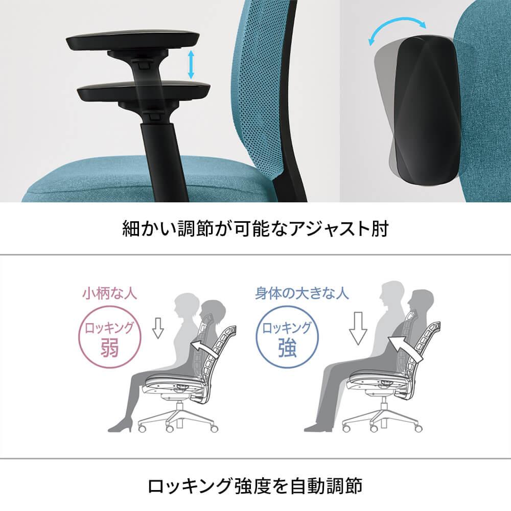 PLUS mari メッシュチェア アジャスト肘/ヘッドレスト付き マリチェア