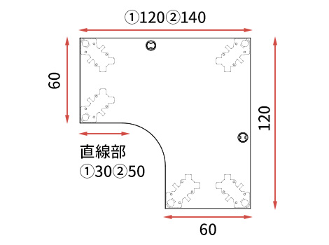 カスタマイズデスク L字型天板 ホワイト スチール脚10