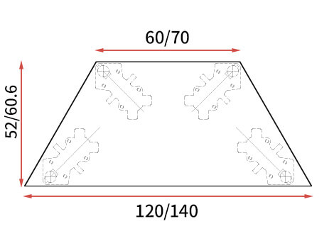 カスタマイズデスク 台形型天板 ホワイト スチール脚10