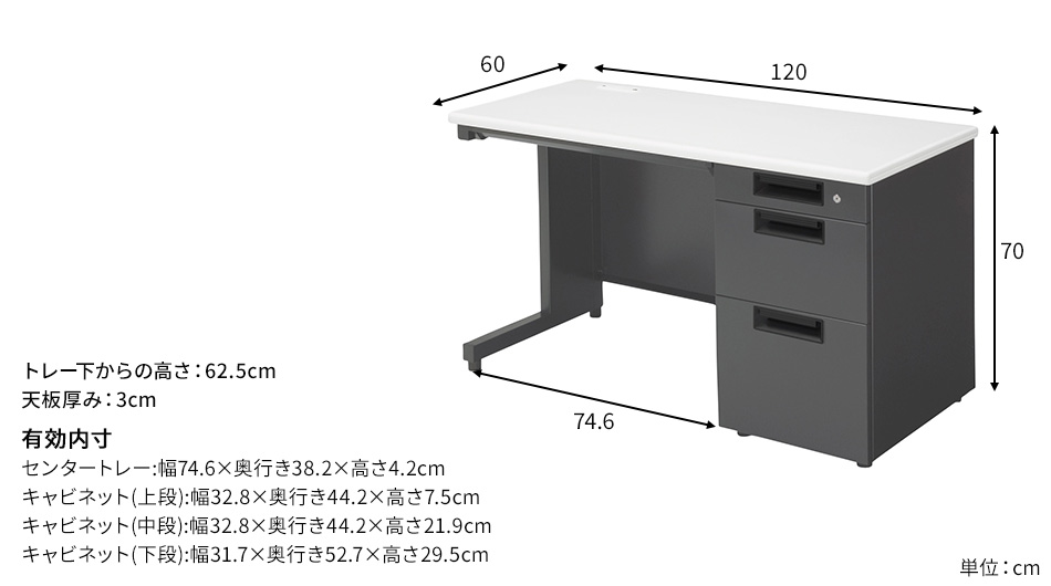 PLUS FLATLINE フラットライン 片袖机 幅120cm (オフィスデスク スチールデスク)3