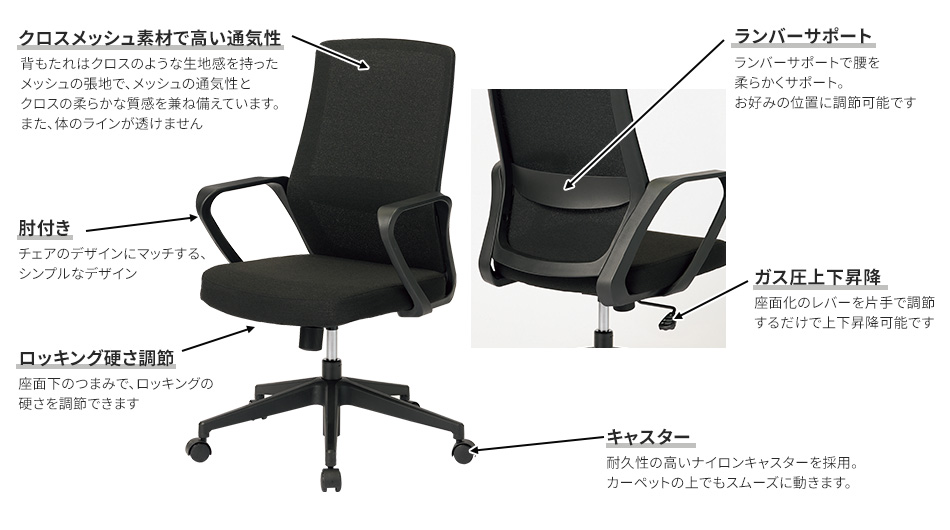 PLUS GZチェア 肘付き (プラス オフィスチェア メッシュチェア)2