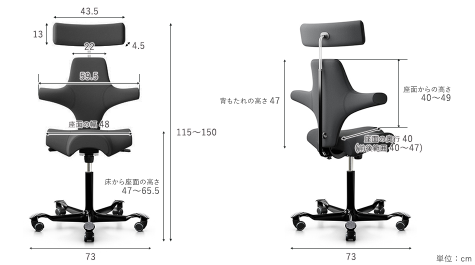 HAG Capisco カピスコ チェア ヘッドレスト付 クロス張り ミドルハイ 