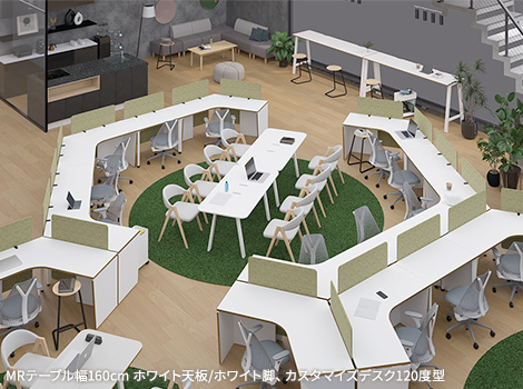 MRテーブル スタンダード天板 幅160×奥行80×高さ72cm 配線収納付き(角Rタイプ)10