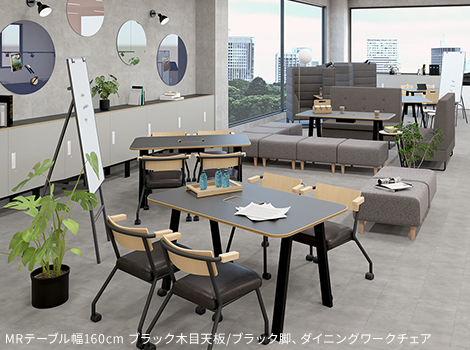 MRテーブル 抗菌・指紋レス天板 幅160×奥行80×高さ72.2cm 配線収納付き(角Rタイプ)8