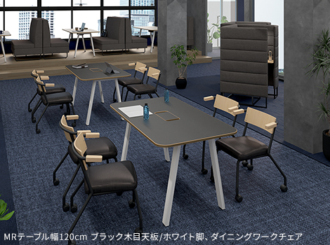MRテーブル 抗菌・指紋レス天板 幅160×奥行80×高さ72.2cm 配線収納付き(角Rタイプ)9