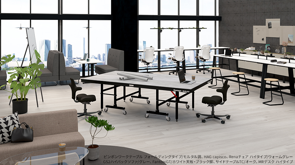 Garage×三英 ピンポンワークテーブル フォールディングタイプ 卓球台 SAN-EI2