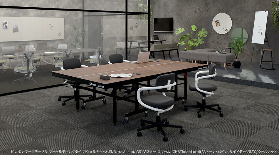 Garage×三英 ピンポンワークテーブル フォールディングタイプ 卓球台 SAN-EI8