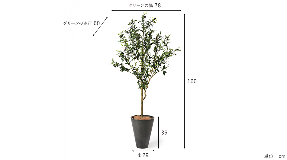 オリーブ 高さ160cm (フェイクグリーン フロアグリーン 観葉植物 大型 インテリア オフィス)9