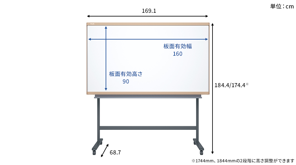 PLUS インテルナ T字脚タイプ 板面幅160×高さ90cm (ホワイトボード)7