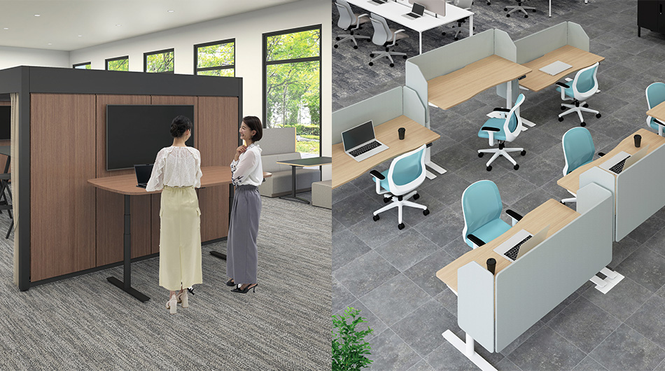 PLUS ワークモード 電動昇降デスク 幅160×奥行80×高さ65〜130cm2