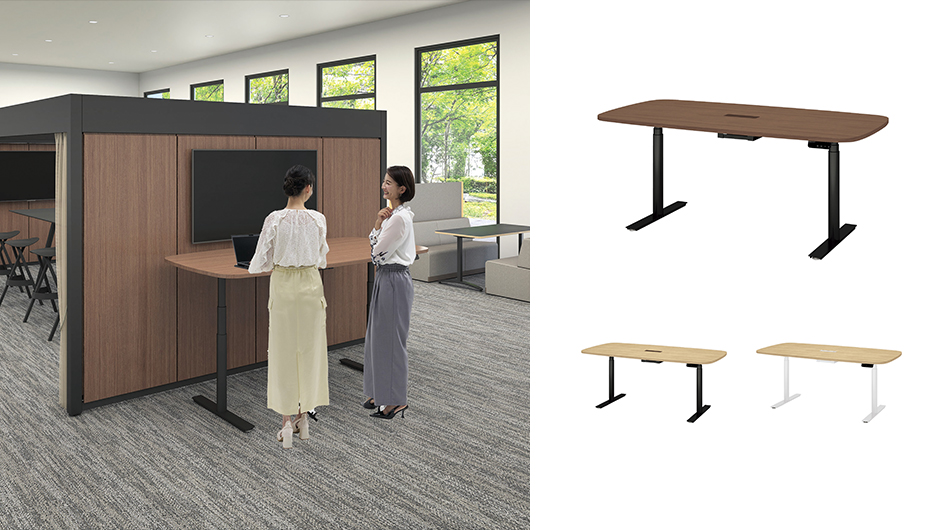 PLUS ワークモード 電動昇降テーブルB 指紋レス 幅180×奥行90×高さ65〜130cm2