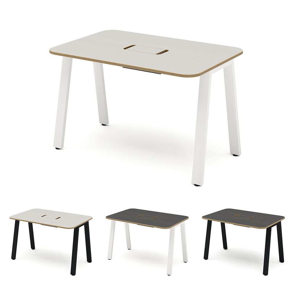 MRテーブル 抗菌・指紋レス天板 幅120×奥行80×高さ72.2cm 配線収納付き(角Rタイプ)