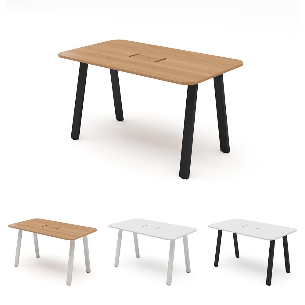 MRテーブル スタンダード天板 幅140×奥行80×高さ72cm 配線収納付き(角Rタイプ)