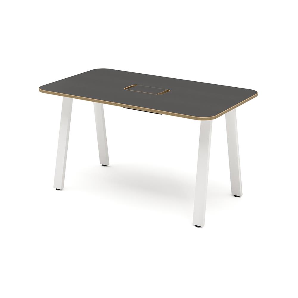 MRテーブル 抗菌・指紋レス天板 幅140×奥行80×高さ72.2cm 配線収納付き(角Rタイプ)