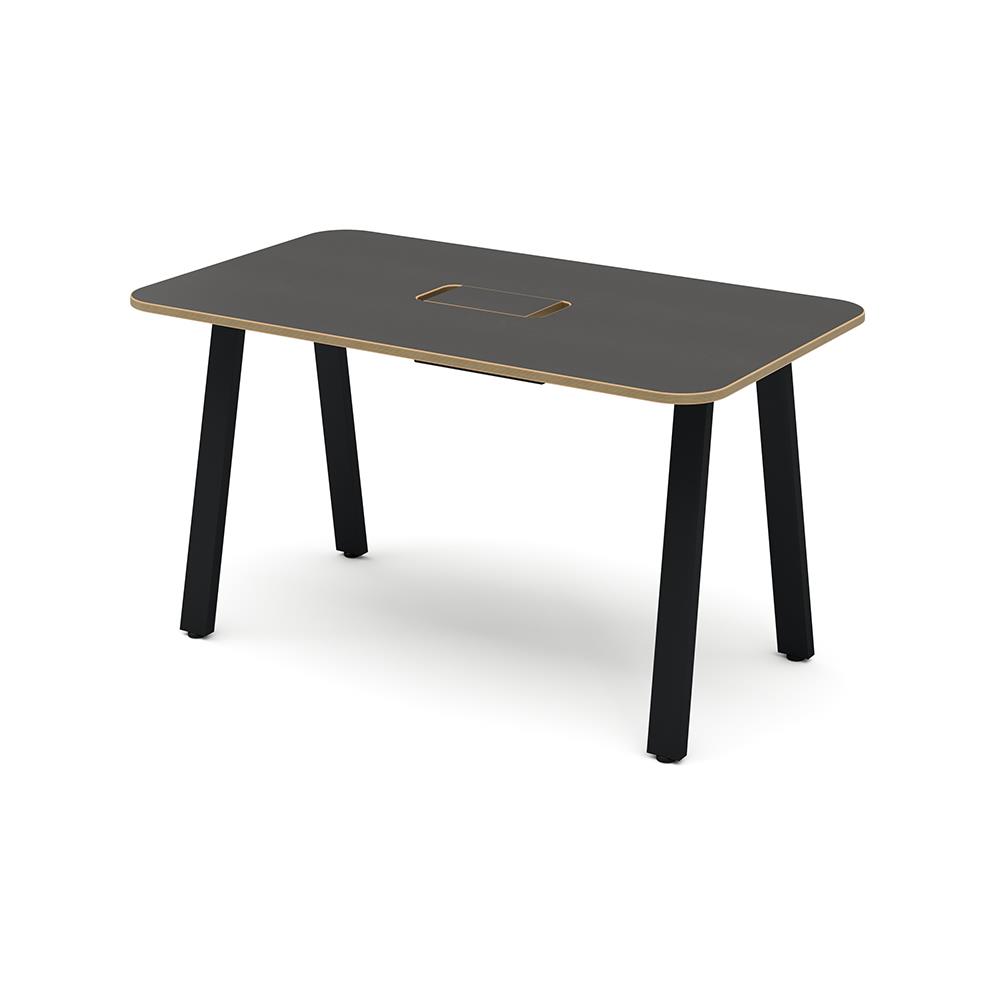 MRテーブル 抗菌・指紋レス天板 幅140×奥行80×高さ72.2cm 配線収納付き(角Rタイプ)