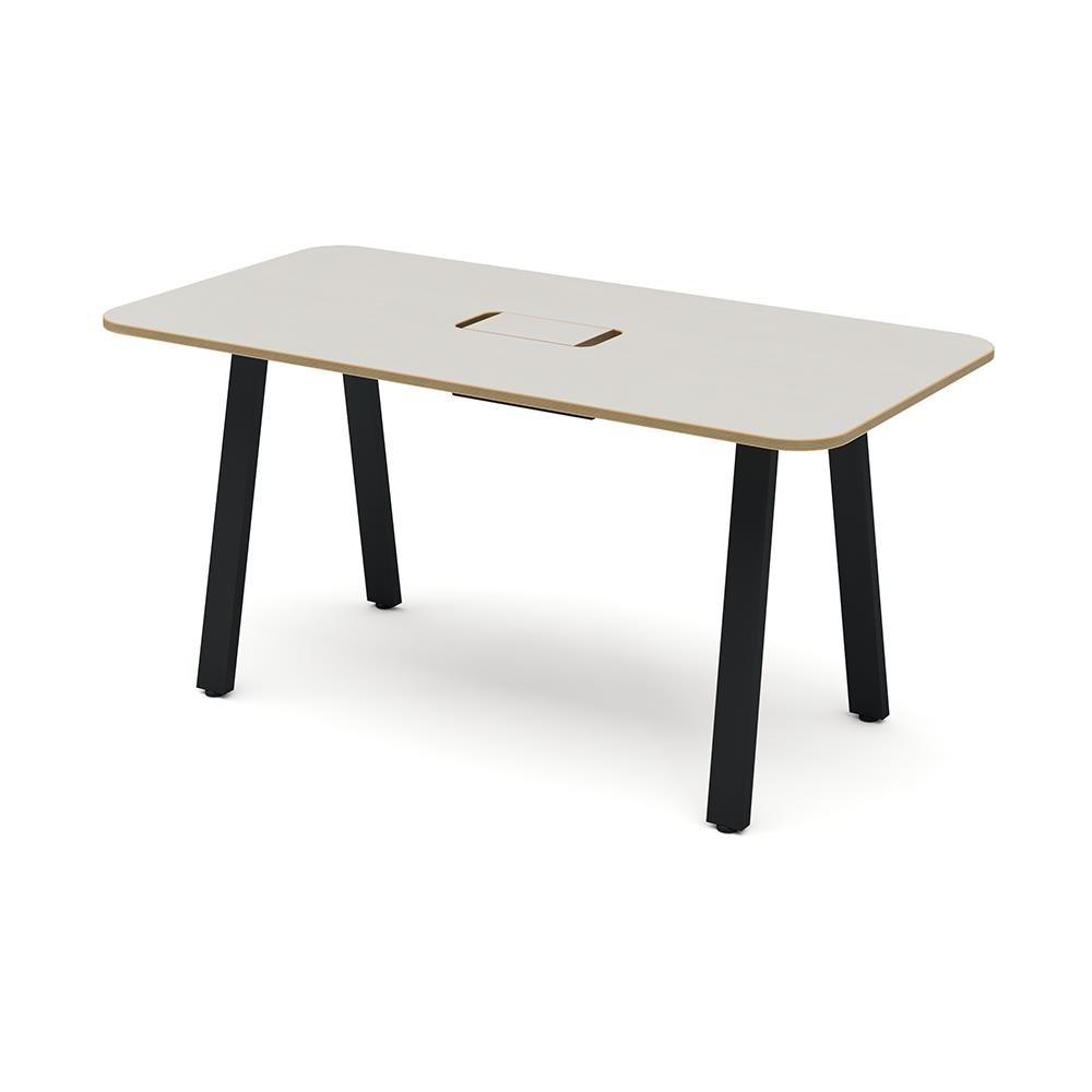 MRテーブル 抗菌・指紋レス天板 幅160×奥行80×高さ72.2cm 配線収納付き(角Rタイプ)
