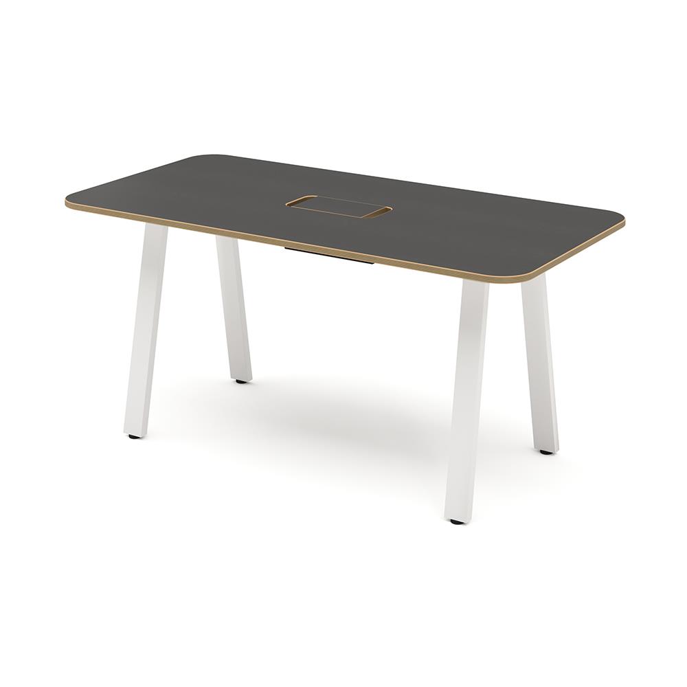 MRテーブル 抗菌・指紋レス天板 幅160×奥行80×高さ72.2cm 配線収納付き(角Rタイプ)