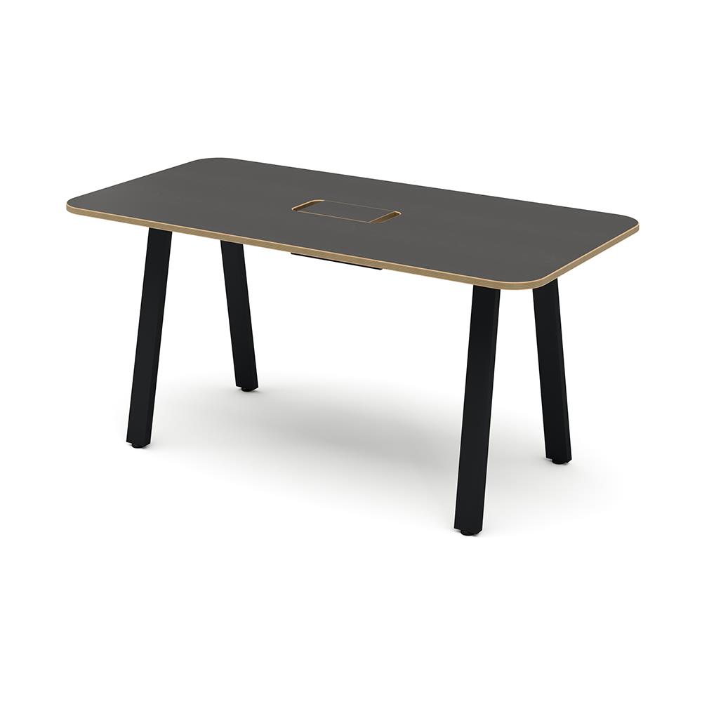 MRテーブル 抗菌・指紋レス天板 幅160×奥行80×高さ72.2cm 配線収納付き(角Rタイプ)